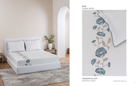 D'DECOR Charisma FLORAL WHITE Large Bedsheet