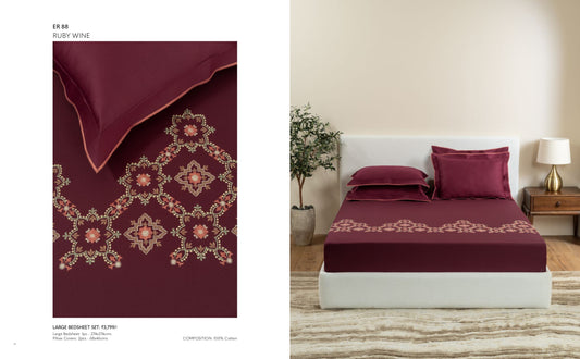 D'DECOR Charisma RUBY WINE Large Bedsheet