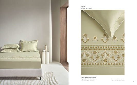 D'DECOR Excellence XIII PEARL CELERY Large Bedsheet