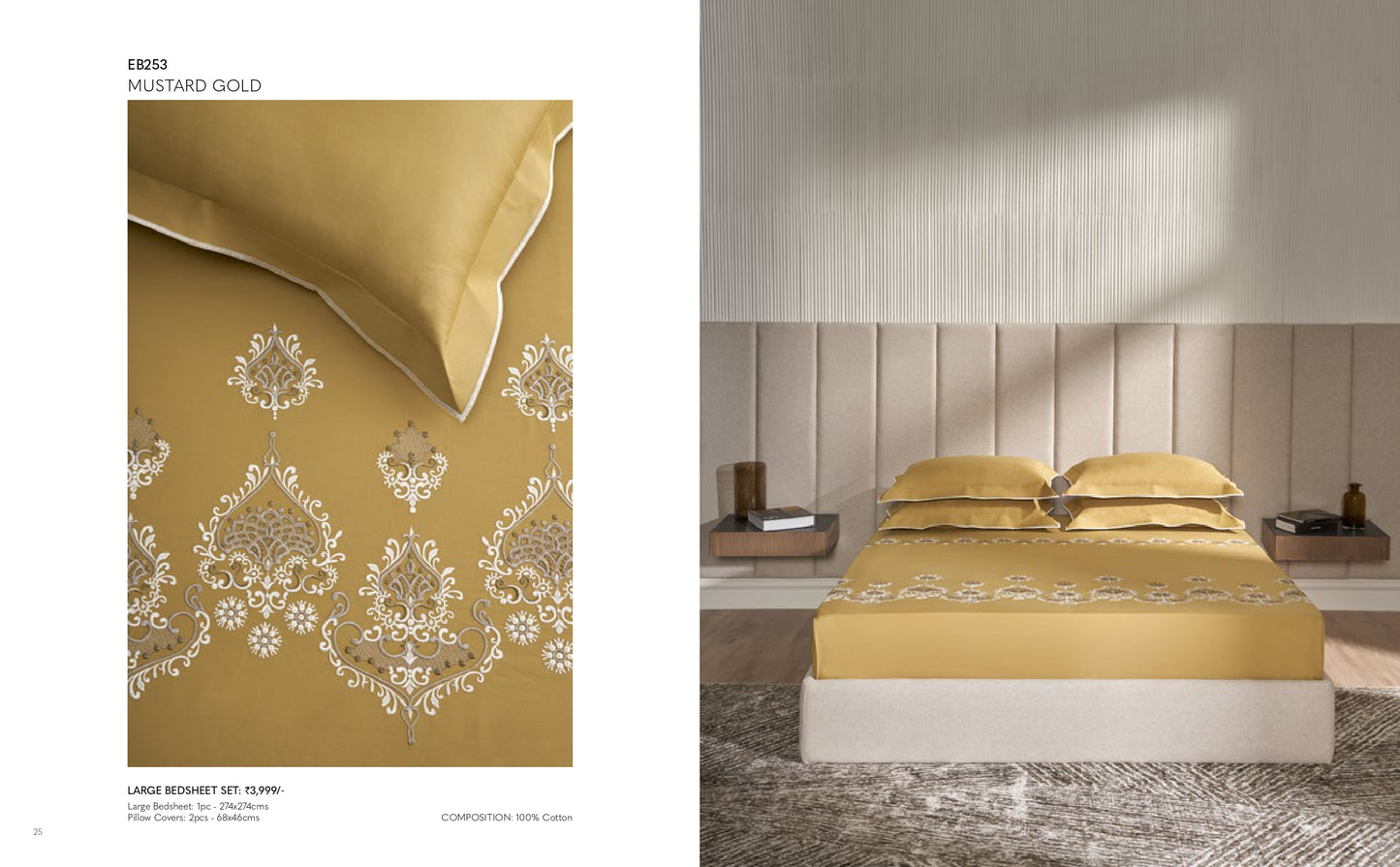 D'DECOR Excellence XIII MUSTARD GOLD Large Bedsheet