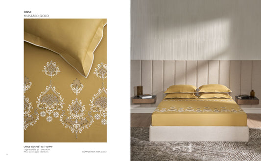 D'DECOR Excellence XIII MUSTARD GOLD Large Bedsheet