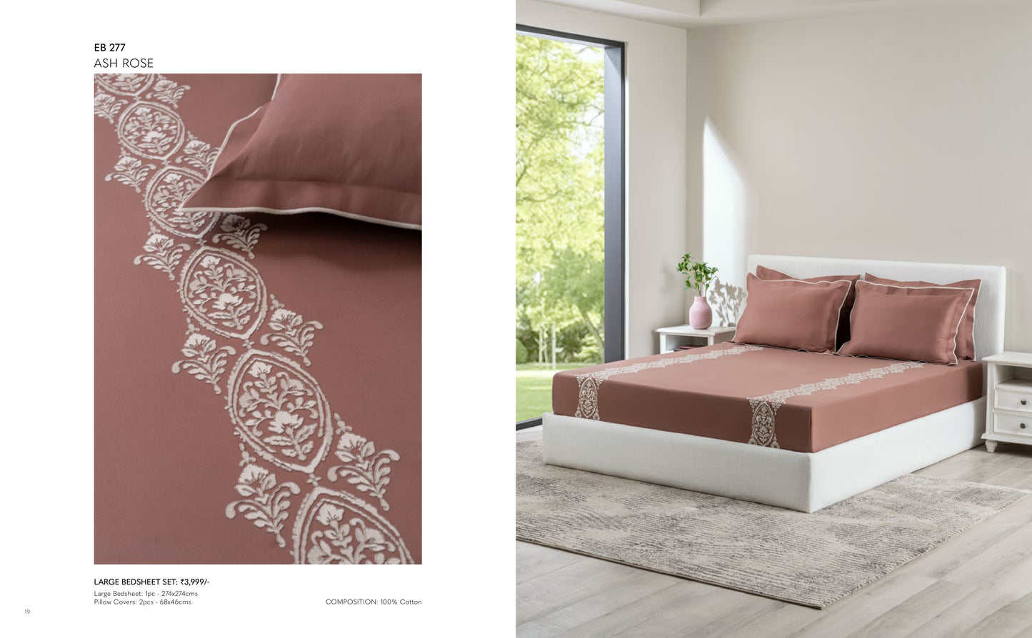 D'DECOR Excellence XIV ASH ROSE Large Bedsheet