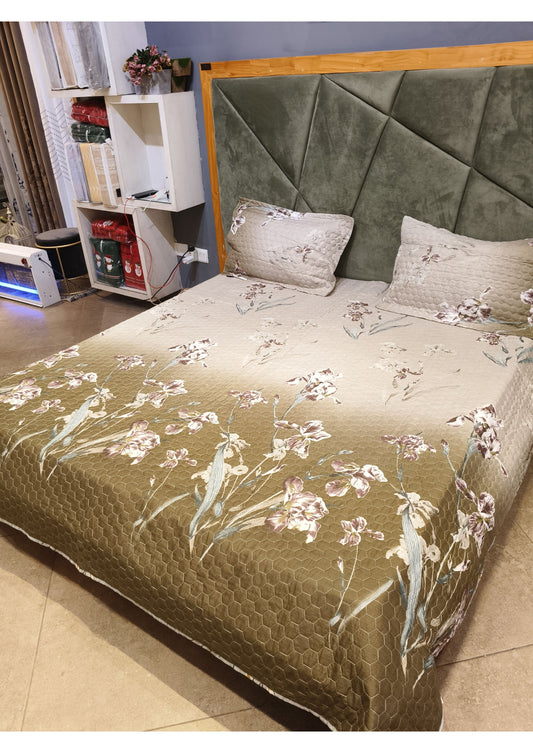 Rosepetal Quilted Bedcover Orchid Garden