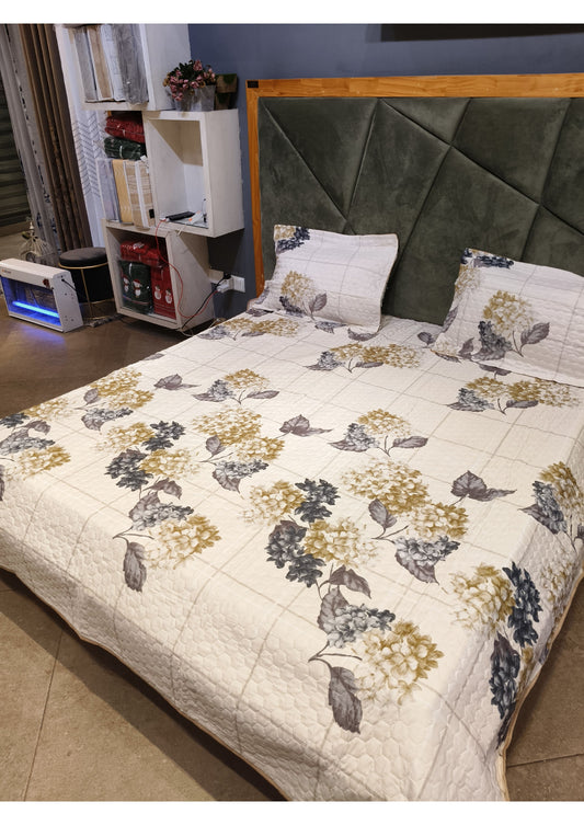 Rosepetal Quilted Bedcover Golden Hydrangea