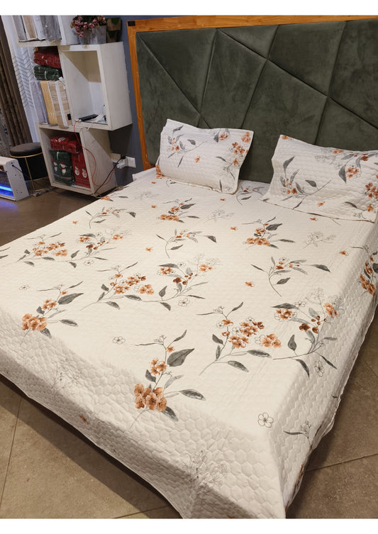 Rosepetal Quilted Bedcover Autumnal Vines